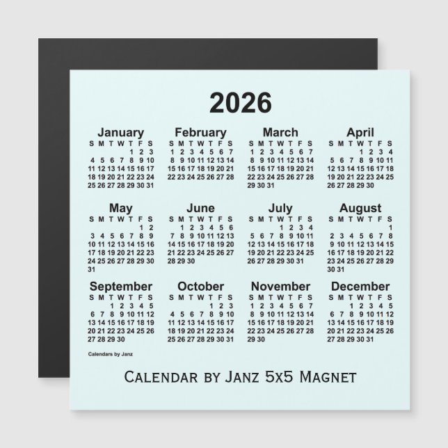 Azure Calendar 2026 por Janz 5x5 Magnet (Anverso/Reverso)