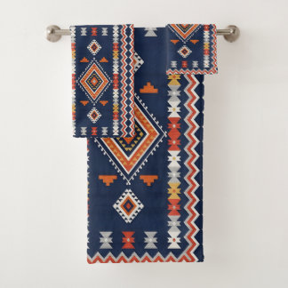 Azure Navy and Terracotta Geometric Tribal