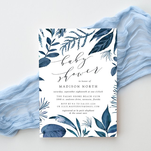 Azure salvaje | Invitación a Baby Shower botánico (Subido por el creador)