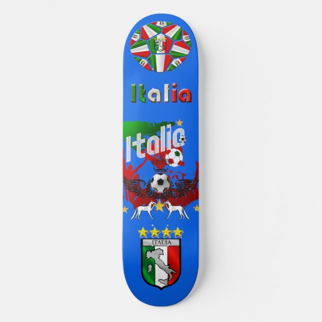 Azzurri blue, Italia panel ball Calcio Skateboard (Anverso)