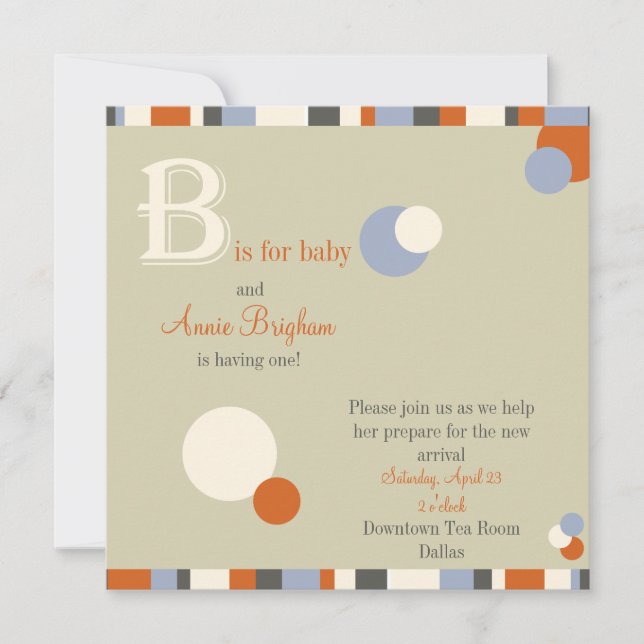 B es para Baby - Boy Baby Shower Invitación (Anverso)