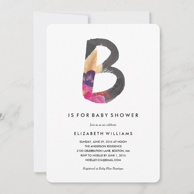 B es para Baby Shower Invitación (Anverso)