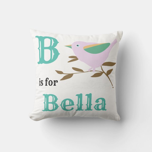 B es para Bella niña  Almohada arrojadiza (Anverso)
