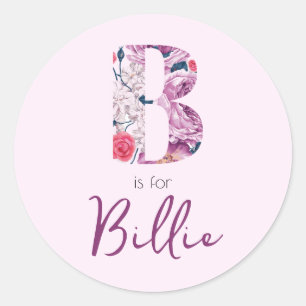 B es para Billie Pegatinas Baby Girl Name Revelar