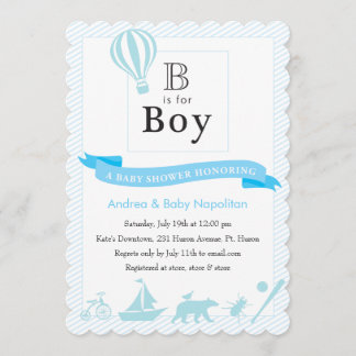 B es para Boy| Invitaciones a la ducha para bebés