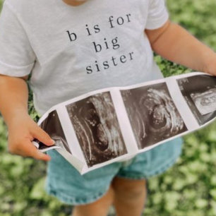 B es para camiseta de jersey fina de bebé hermana 