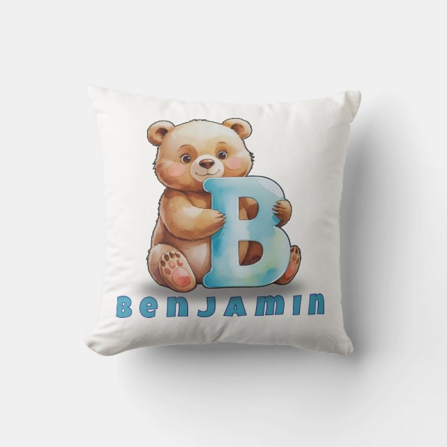 B es para Oso – Almohada Personalizada para Bebé  (Anverso)