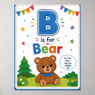 B es para Oso Póster de Aula de Alfabetización par