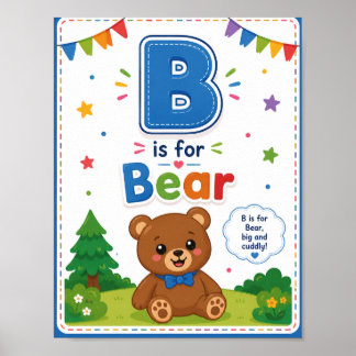 B es para Oso Póster de Aula de Alfabetización par