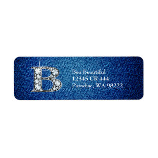 B Faux-"Diamond Bling" en la etiqueta Denim