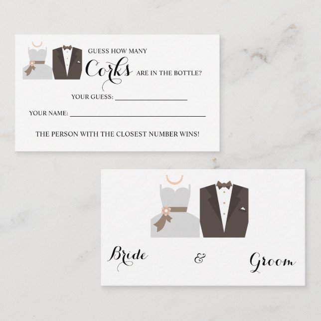 B & G Cuántas tarjetas de juego Corks Bridal Showe (Anverso / Reverso)