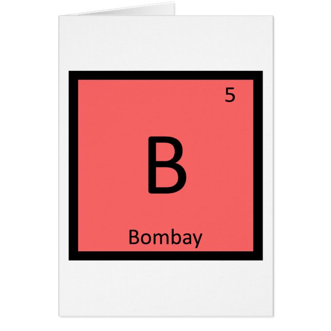 B - Gato Bombay India Química Símbolo Elemento (Frente)
