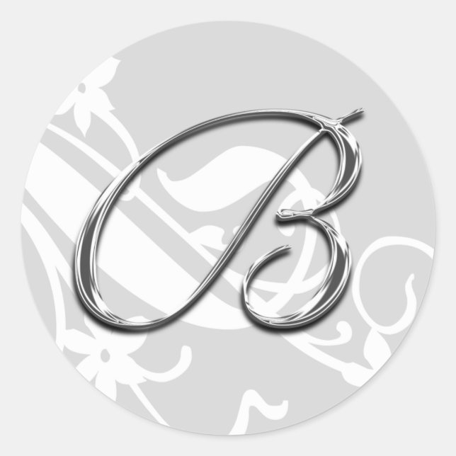 B Letra monograma Boda Pegatina de Sello para sobr (Anverso)