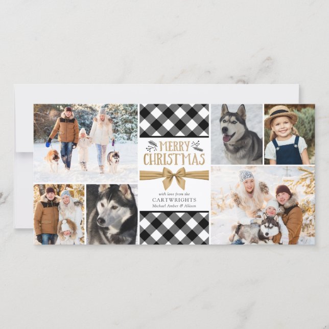 B&W Buffalo Check Gold Brown MERRY NAVIDAD (Anverso)