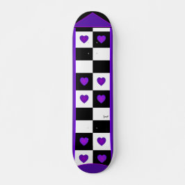 B&W Purple Hearts Beating Skateboard