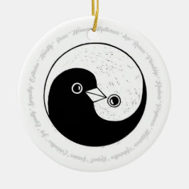 B/W Yin Yang peace palomas decoración cerámica