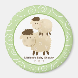 Baa Baa Sheep Green Imán de 3 pulgadas redondo a f
