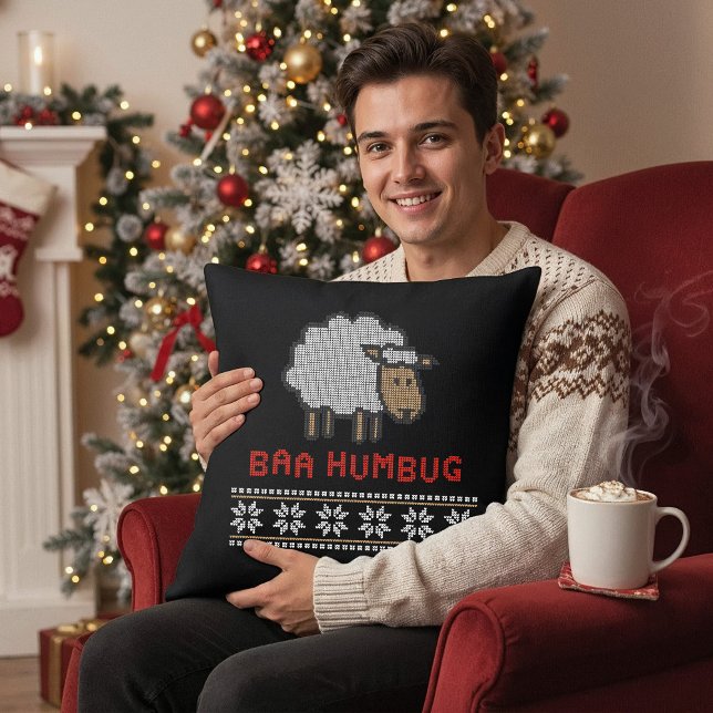 Baa Humbug Navidades Cojín decorativo ovino (Subido por el creador)