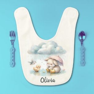 Babero Animales de bebé caprichosos con una suave lluvia