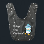 Babero Baby's First Christmas Penguin Chalkboard<br><div class="desc">Cute penguin bib for Baby's First Christmas.</div>