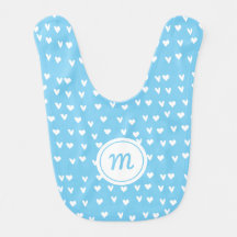 Bebé azul con monograma de corazón blanco