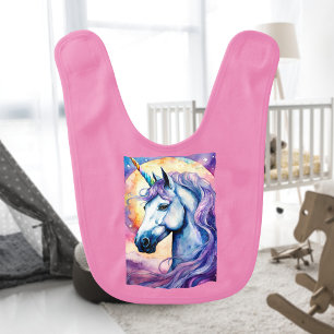 Babero Bebé de unicornio morado cósmico