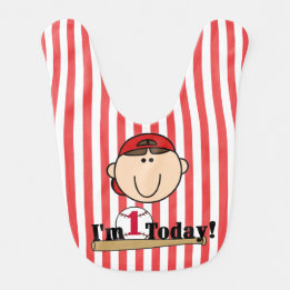 Babero Béisbol del cabello marrón primer cumpleaños