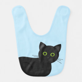 Babero Bib de bebé azul gato negro