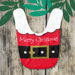 Babero Christmas Santa Suit Belt Beard  Baby Bib<br><div class="desc">Cute and modern Santa’s red suit,  black belt,  and white beard baby bib. You can replace "Merry Christmas" with the baby's name.</div>
