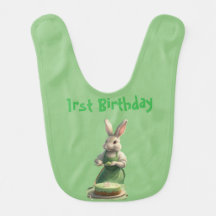 Conejo y pastel de cumpleaños verdes
