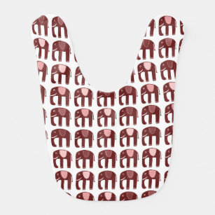 Babero Elefantes dulces Patrón Rojo Rosa