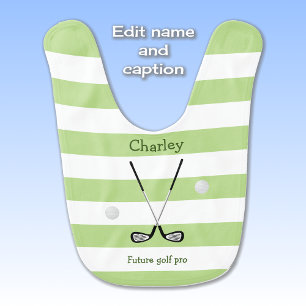 Babero Futuro golf profesional de rayas verdes personaliz