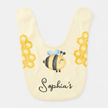 Girls Cute Yellow Summer Bee Baby Bib