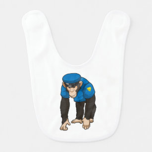 Babero Mono como oficial de policía con uniforme