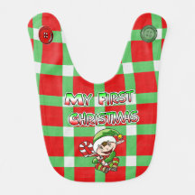 Navidades de Red y Green Plaid Elf First Christmas
