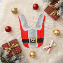 Navidades Red Santa Suit Vacaciones Monograma Bebé