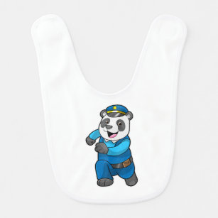 Babero Panda como oficial de policía con gorra de policía