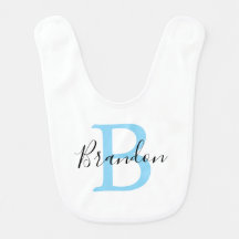 Babero personalizado con inicial y nombre del bebé