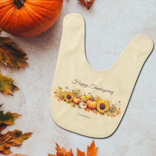 Babero Personalizado Feliz Día de Acción de Gracias Vinta