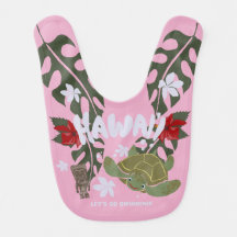 Babero rosa para bebé de tortuga marina de dibujos