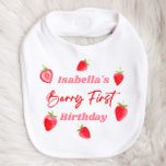 Babero Strawberry Berry First Birthday Red and Pink<br><div class="desc">This is a Strawberry Berry First Birthday Red and Pink Baby Bib!</div>