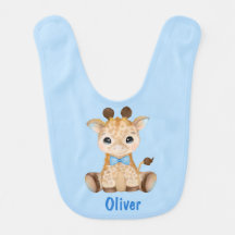 Watercolor Baby Giraffe Blue Boy