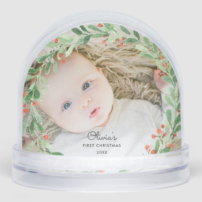 Baby 1st Christmas Photo Snow Globe (Anverso)