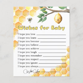 Baby Bee Baby Shower desea una tarjeta para el beb