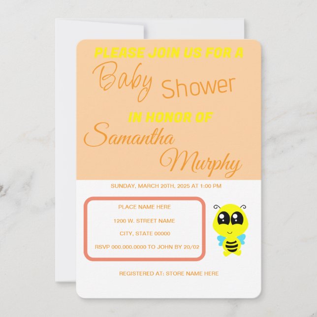 Baby Bee | Invitación de Baby Shower (Anverso)