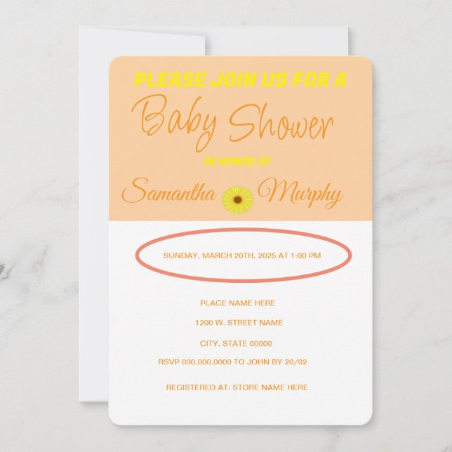 Baby Bee | Invitación de Baby Shower (Anverso)