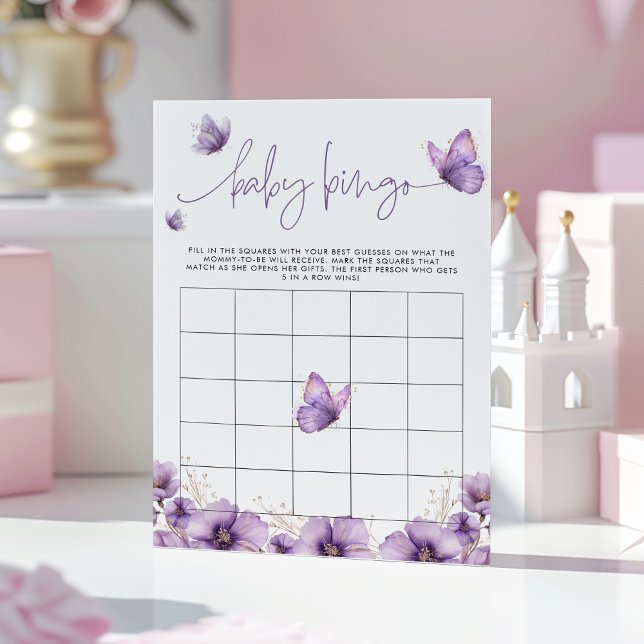 Baby Bingo Púrpura mariposa Tarjeta de juego Baby  (Subido por el creador)