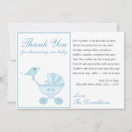 Baby Bird Blue Baby Shower Tarjeta de agradecimien