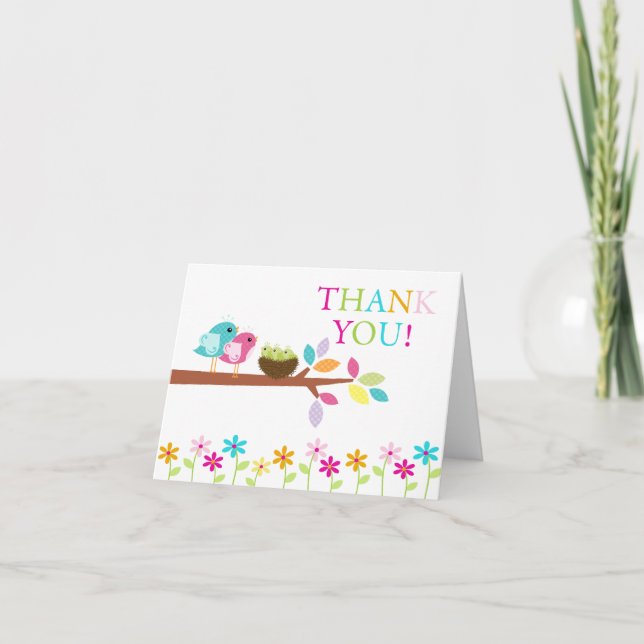 Baby Birds Nest Triplets Gracias Tarjeta De Nota (Anverso)