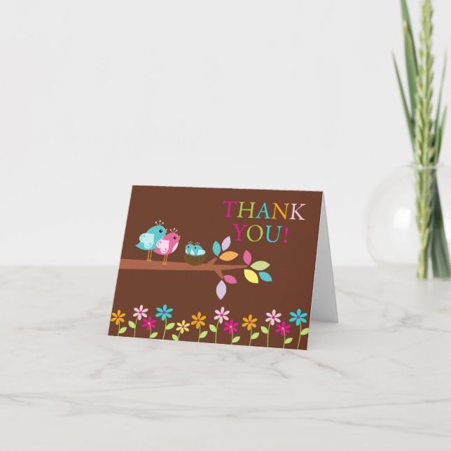 Baby Birds Nest Twins Tarjeta de Nota de agradecim (Anverso)